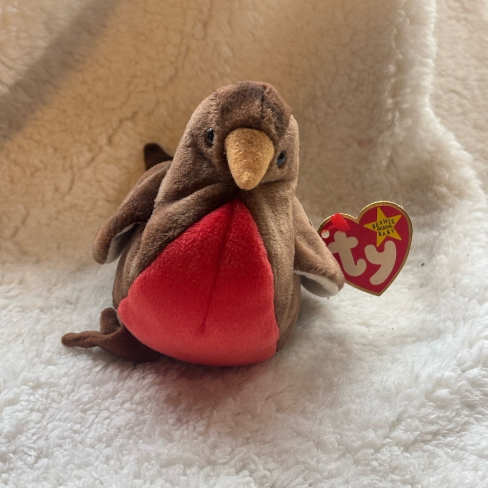 Ty Beanie Babies "Early" Brown and Red Plush Bird. Retired‎